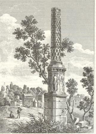 Cussy-la-Colonne (C.-d'Or). Colonne au gant d'aprs une gravure du XVIIIe sicle